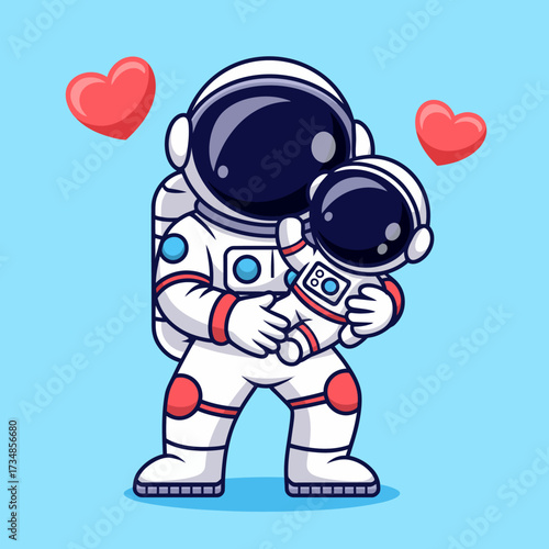 A heartwarming illustration of an astronaut lovingly holding a child in space, showcasing themes of exploration, family, and the wonders of the universe.