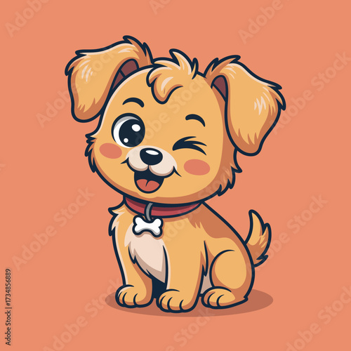 This charming dog with a playful wink exudes joy and friendliness, making it an ideal representation of pets that bring happiness and warmth to any home environment or family.