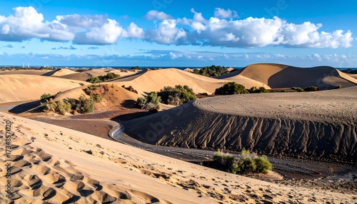 Fototapeta Naklejka Na Ścianę i Meble -  Vast sand dunes under a brilliant sky
