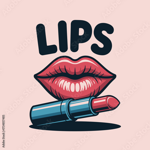 An artistic depiction of luscious lips adorned with a stylish lipstick, symbolizing beauty and self-expression, perfect for makeup enthusiasts and fashion lovers alike.