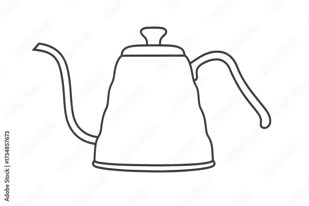 Obraz premium Minimalist gooseneck kettle for pour-over coffee, isolated on transparent background