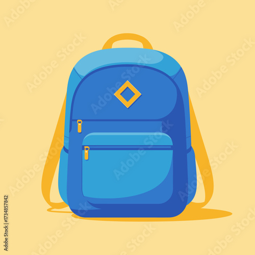 This vibrant blue backpack with yellow straps is perfect for students or travelers looking for a stylish and functional bag to carry their belongings comfortably and securely.
