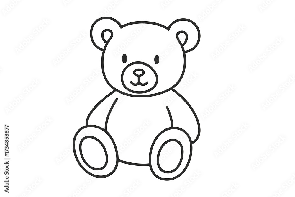Obraz premium Adorable teddy bear outline drawing isolated on transparent background
