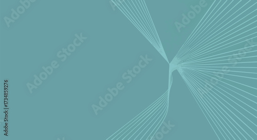 Abstract geometric background with flowing, radiating turquoise lines on a solid aqua color field, perfect for modern technology or branding