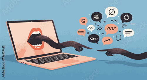 Abstract illustration depicting online communication issues