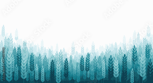 Abstract vector illustration of stylized green and teal wheat stalks creating a natural border
