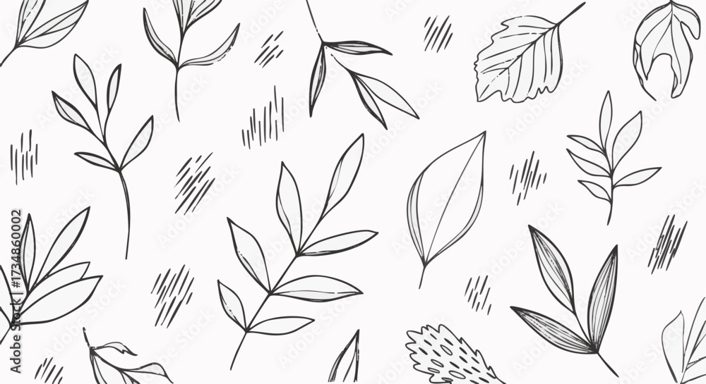 Fototapeta premium Botanical line art on white background