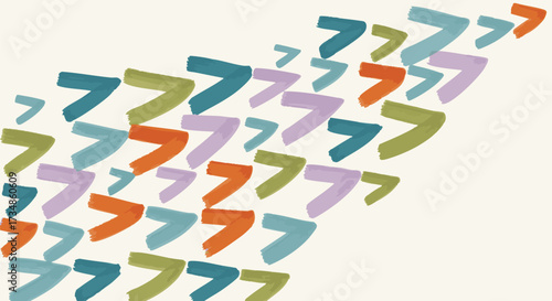 Colorful graphic background showcasing stylized brushstroke arrows pointing upward and right