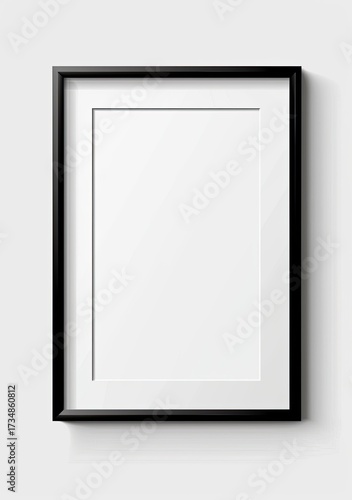 Empty framed artwork mockup on a wall for art display or marketing content use