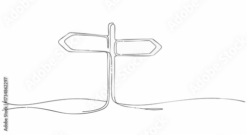 Minimalist line art illustration of a signpost, symbolizing direction and guidance