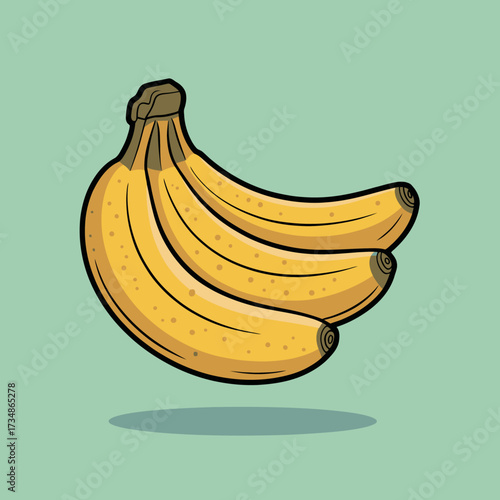 A colorful depiction of a bunch of bananas, showcasing their vibrant yellow color against a soft green background, representing health and natural goodness.