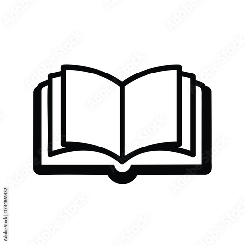 Open book with blank pages lying flat, symbolizing reading, learning, or knowledge in a minimalistic style