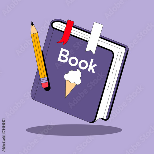 This vibrant book features a playful ice cream illustration and a pencil, inviting readers to explore delightful stories and sweet knowledge within its colorful pages.