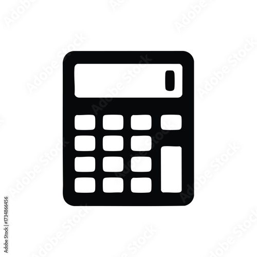Black and White of a Classic Calculator with Numeric Keypad and Display Screen