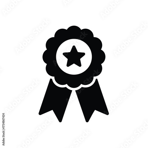 Award ribbon with a star emblem symbolizing achievement, recognition, and excellence in various competitions and accomplishments