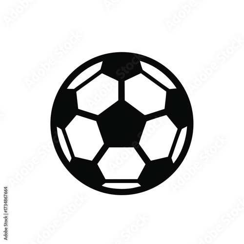 Classic black and white soccer ball with pentagon and hexagon patterns on a plain