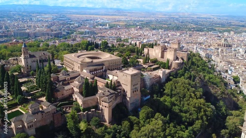 Aerial View of the Alhambra Palace and Fortress in Granada Spain