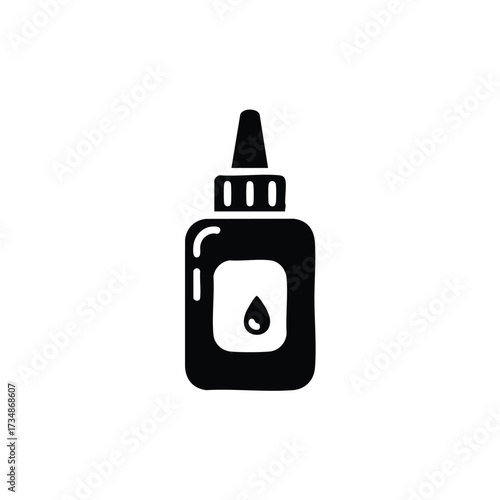 Small bottle with a dropper cap containing liquid, used for dispensing small amounts of substances or medicines