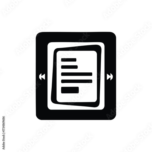 E-reader device displaying a digital book with navigation buttons and text on a plain