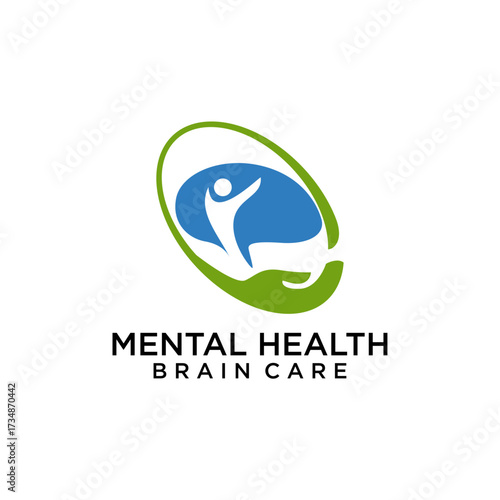 Mental Health Brain Care Psychiatrist Smart Thinking Logo Template vector