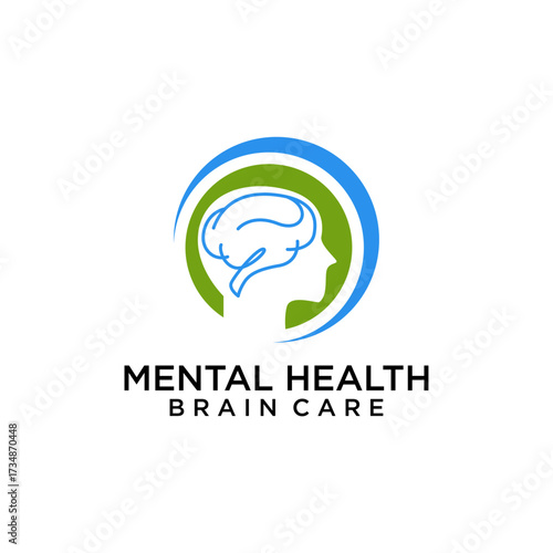 Mental Health Brain Care Psychiatrist Smart Thinking Logo Template vector