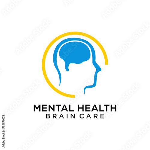 Mental Health Brain Care Psychiatrist Smart Thinking Logo Template vector