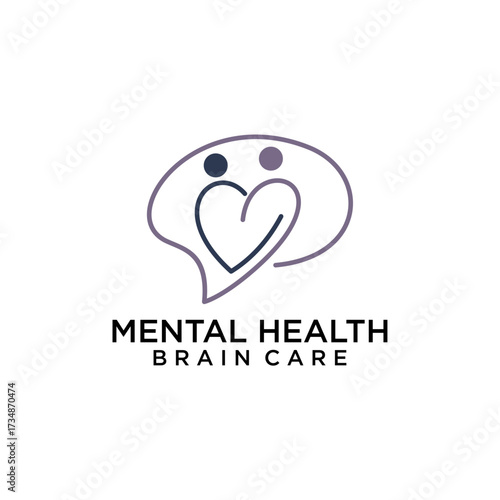Mental Health Brain Care Psychiatrist Smart Thinking Logo Template vector