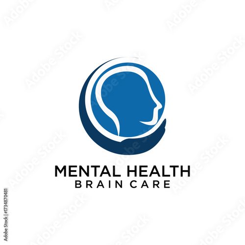 Mental Health Brain Care Psychiatrist Smart Thinking Logo Template vector