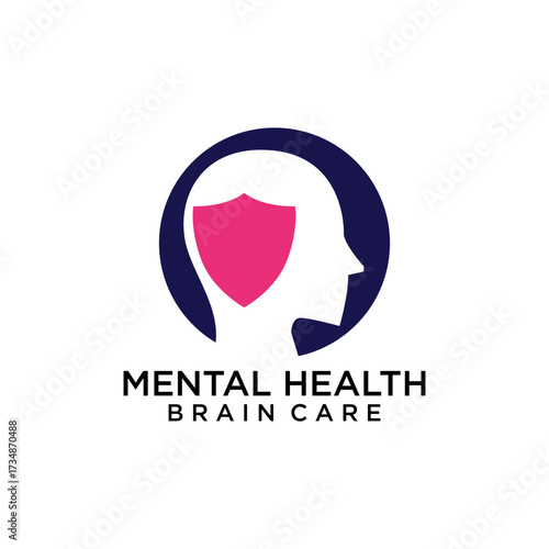 Mental Health Brain Care Psychiatrist Smart Thinking Logo Template vector