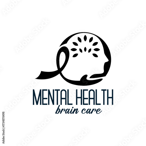 Mental Health Brain Care Psychiatrist Smart Thinking Logo Template vector