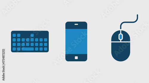 Set of minimalist computer device icons flat vector design elements for user interface and web design isolated on white background