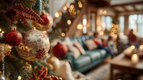 Festive Holiday Tree Decorations in Cozy Living Room