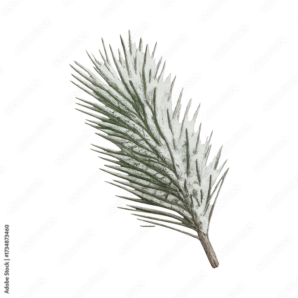 Fototapeta premium PNG Frosted pine branch illustration