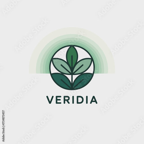 A sleek and modern logo design featuring elegant green leaves in a circular pattern, ideal for a brand focusing on natural and eco-friendly products and services.