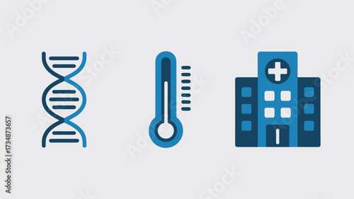 Set of medical icons flat vector design elements for healthcare and science isolated on white background