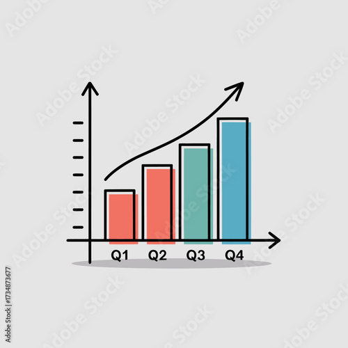 This infographic presents a bar chart illustrating quarterly growth trends, showcasing performance data in a visually engaging and easily interpretable manner for financial analysis.