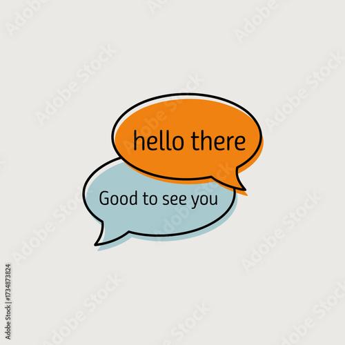 A delightful illustration of chat bubbles exchanging friendly greetings that symbolize connection, conversation, and the joy of communication in a modern digital age.
