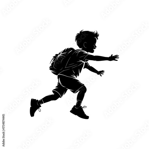 Silhouettes of people or children reading books, Isolated diverse kids with backpacks walking to school, women and children, education concept, learning, knowledge, library scene, study time