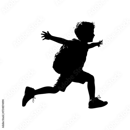 Silhouettes of people or children reading books, Isolated diverse kids with backpacks walking to school, women and children, education concept, learning, knowledge, library scene, study time