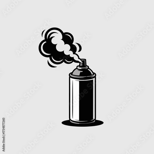 This illustration showcases a spray can releasing artistic smoke, symbolizing creativity and urban art, capturing the essence of street art culture and expression.