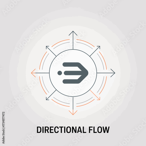 A minimalist design showcasing an abstract directional flow icon, symbolizing movement, guidance, and clarity in an engaging and modern visual style.