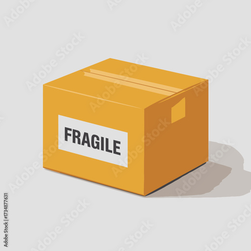 This bright yellow box marked 'FRAGILE' emphasizes the importance of careful handling, showcasing packing methods that ensure protection for delicate contents during transit.