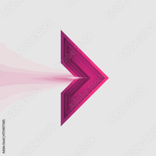 A striking pink arrow suggesting forward movement, encapsulating themes of progress, direction, and dynamic change in an abstract, artistic representation.