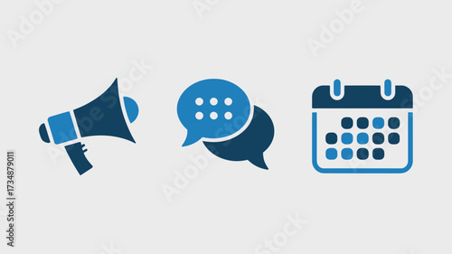 Set of communication icons vector flat design elements for business and marketing isolated on white background