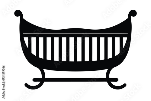 baby cradle vector icon silhouette
