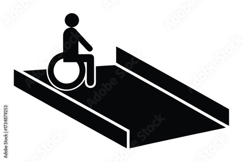 accessibility ramp symbol vector icon silhouette