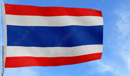 Free Download High-quality thailand national flag flag waving against a clear blue sky culture, - Symbol of culture, heritage, and patriotism - GFXLoad