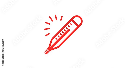 Red thermometer icon on white background healthcare and sickness concept
