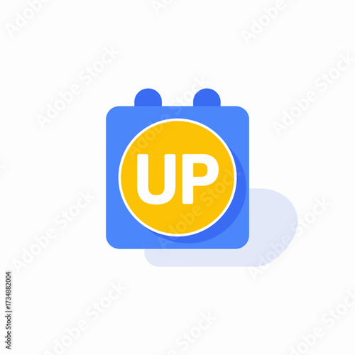 A modern calendar icon featuring the word 'UP,' representing improved organization, motivation, and effective planning in personal and professional life.