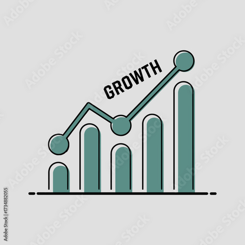 An illustrative growth graph with an upward trend, visually representing business success and progress, making it a great choice for financial, business-related content.